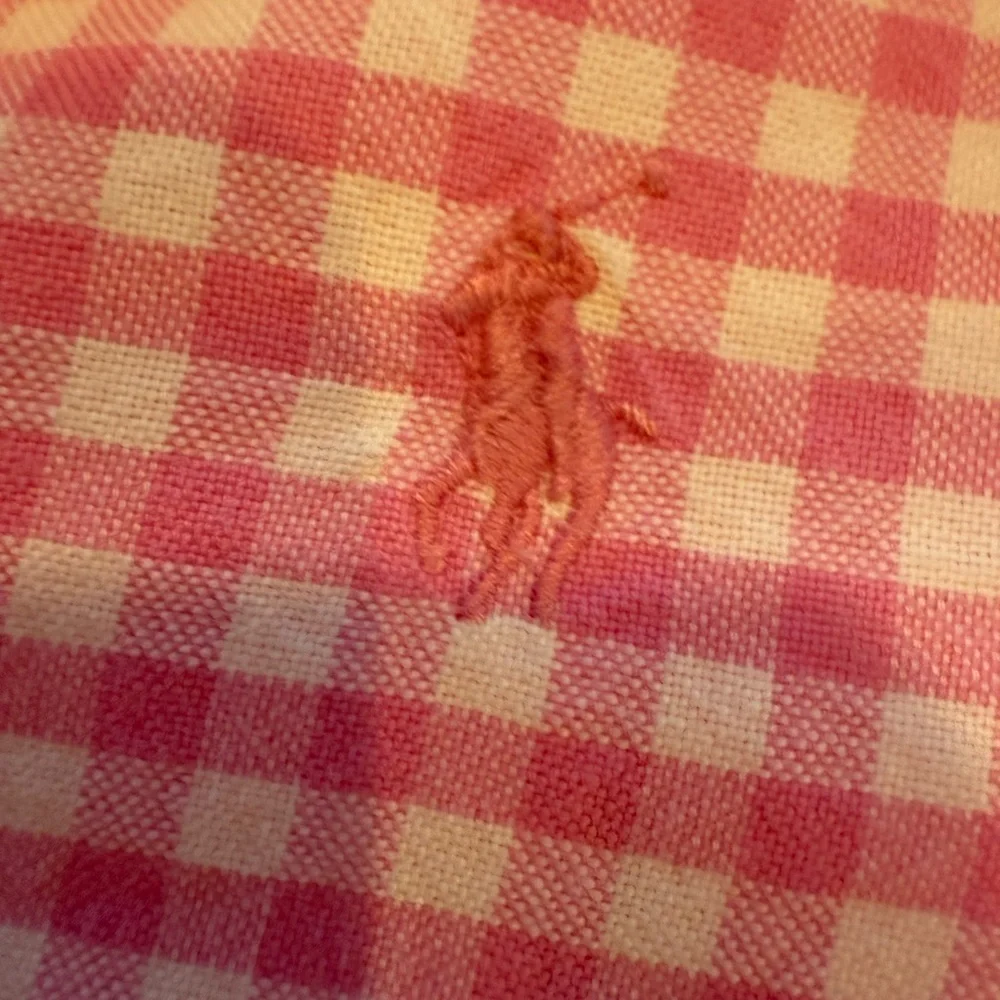 Ralph Lauren Girls Shirt Dress Pink/White Check Pleated Skirt Drop Waist Sz 16
